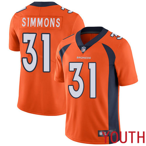 Youth Denver Broncos 31 Justin Simmons Orange Team Color Vapor Untouchable Limited Player Football NFL Jersey